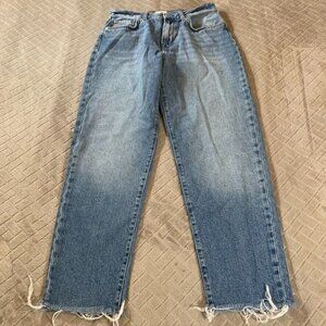 Forever 21 Womens 28 Denim Jeans Blue Mom High Rise Tapered Leg Ankle Fray